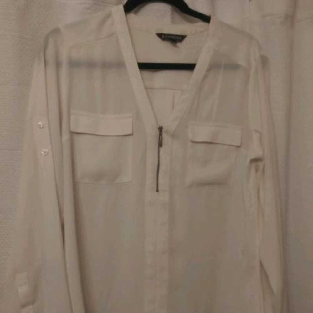 Vintage White Sheer Blouse - Size M